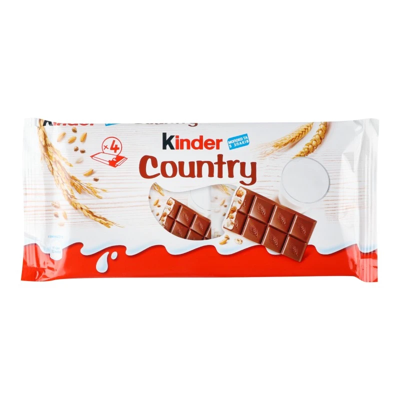 Молочний шоколад із молочно-злаковою начинкою Kinder Country, 94 г