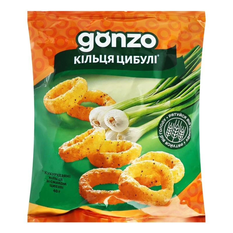 Кукурудзяні кільця зі смаком цибулі Gonzo, 40 г