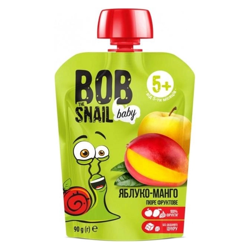 Пюре для дітей від 6міс Яблуко-Манго Baby Bob Snail, 90 г