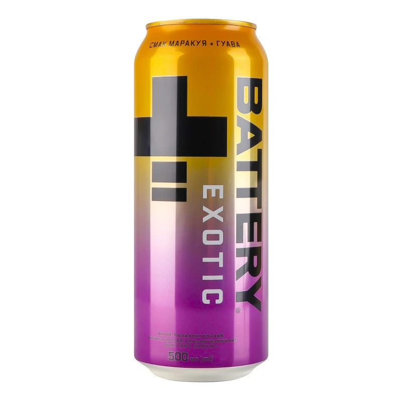 Напій енергетичний б/а сильногазований ж/б Exotic Battery, 0.5 л
