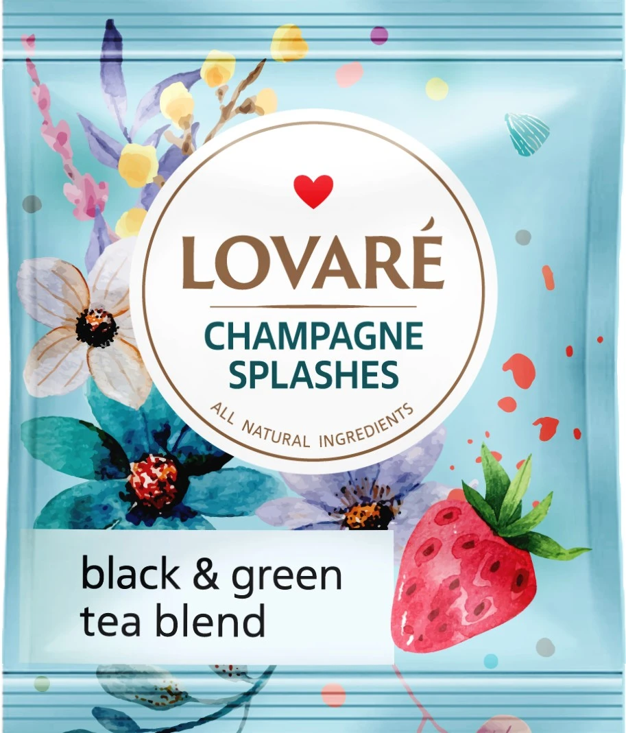 Чай пакетований чорний та зелений Champagne splashes Lovare, 50 шт/уп.