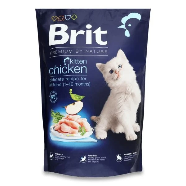 Корм сухий Brit Premium by Nature Cat Kitten для кошенят від 1-12 місяців з куркою 1.5 кг