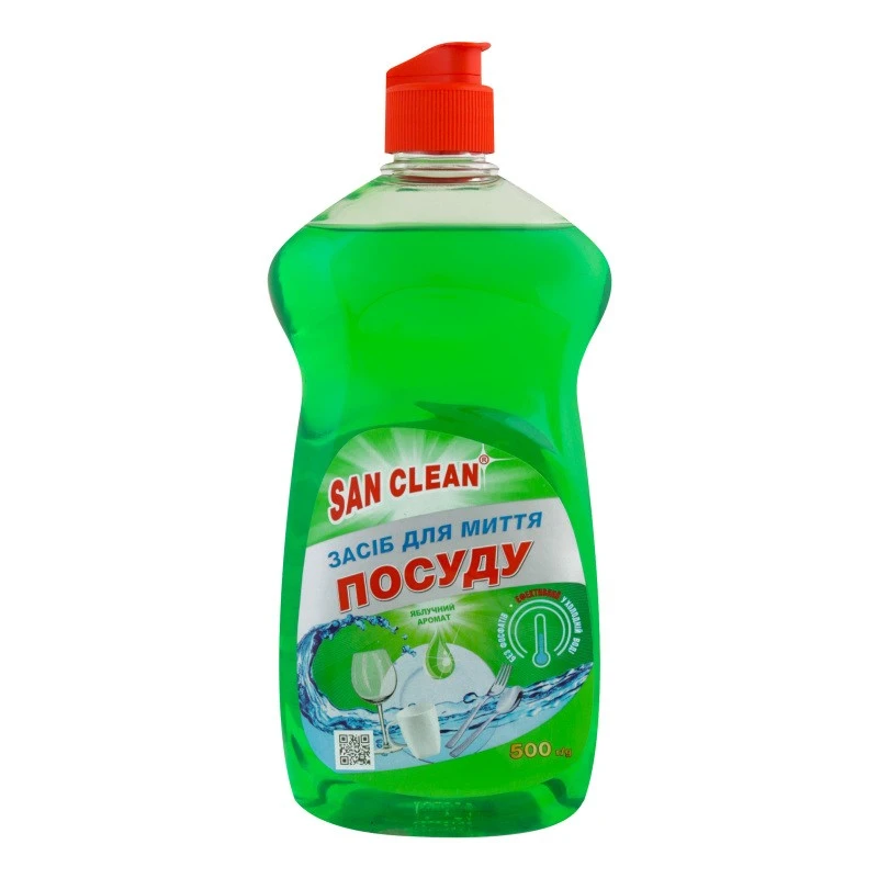 Засіб для миття посуду яблучний аромат San Clean, 500 мл
