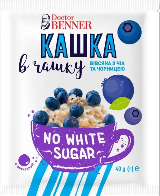 Каша вівсяна з чіа та чорницею Doctor Benner, 40 г