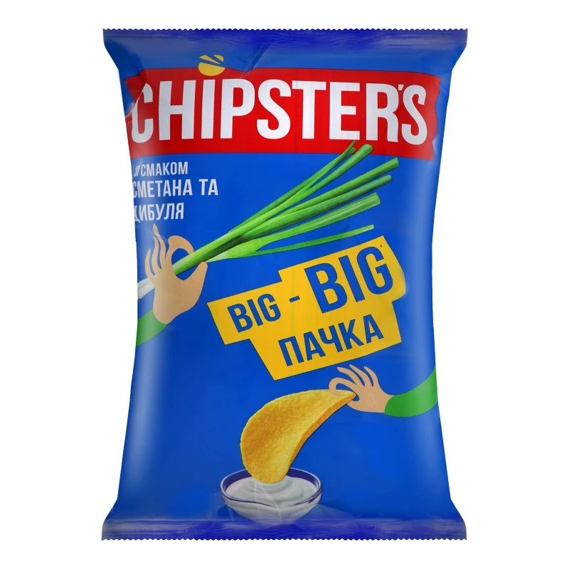 Чіпси зі смаком сметани та цибулі Chipster&#039;s, 180 г