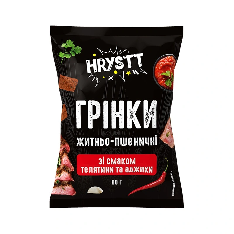 Грінки зі смаком телятина/аджика Hrystt, 90 г