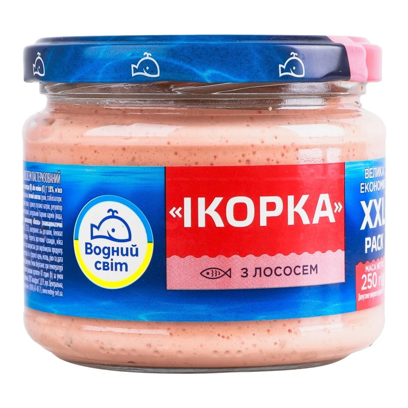 Продукт з ікрою океанічної риби та лососем Ікорка Водний світ, 250 г