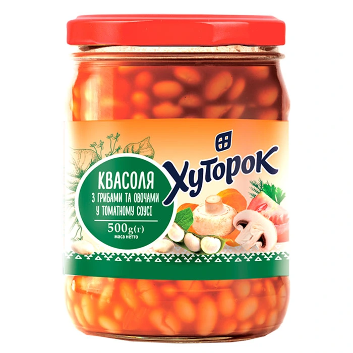 Консервована квасоля в томатному соусі Хуторок, 500 г