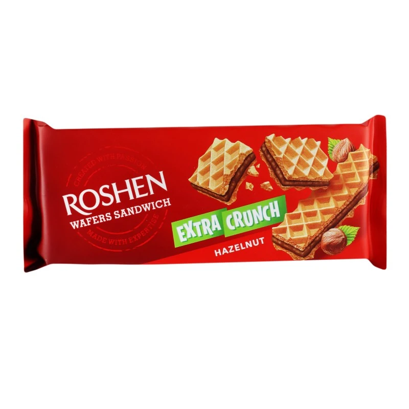 Вафлі Hazelnut Extra Crunch Wafers Sandwich Roshen, 142 г