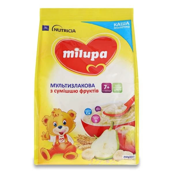 Каша молочна мультизлакова з фруктами Milupa, 210 г