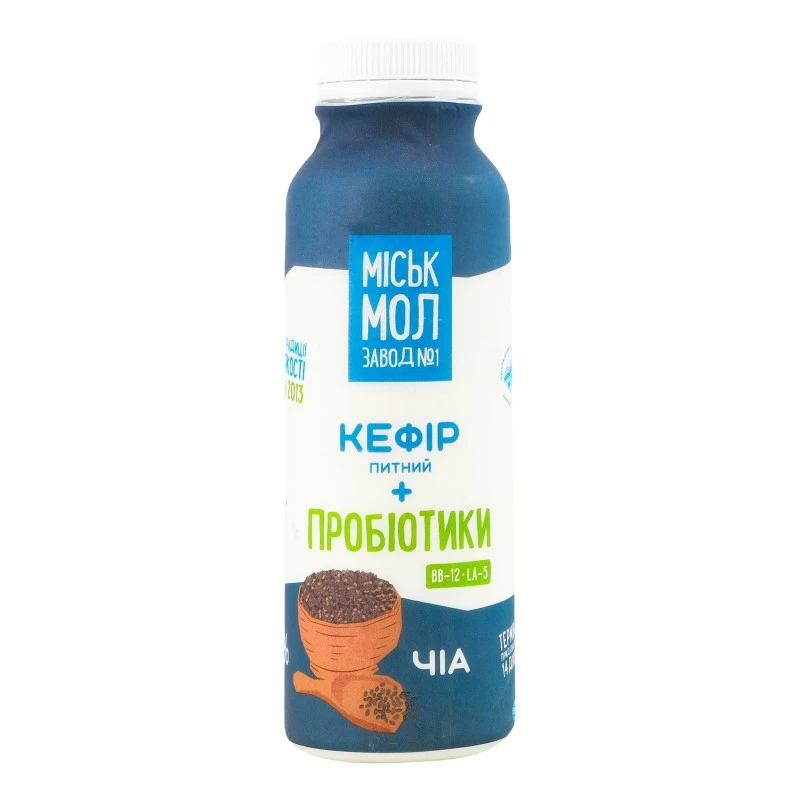 Кефір питний + Пробіотики Чіа 1.5% Міськмолзавод, 330гр