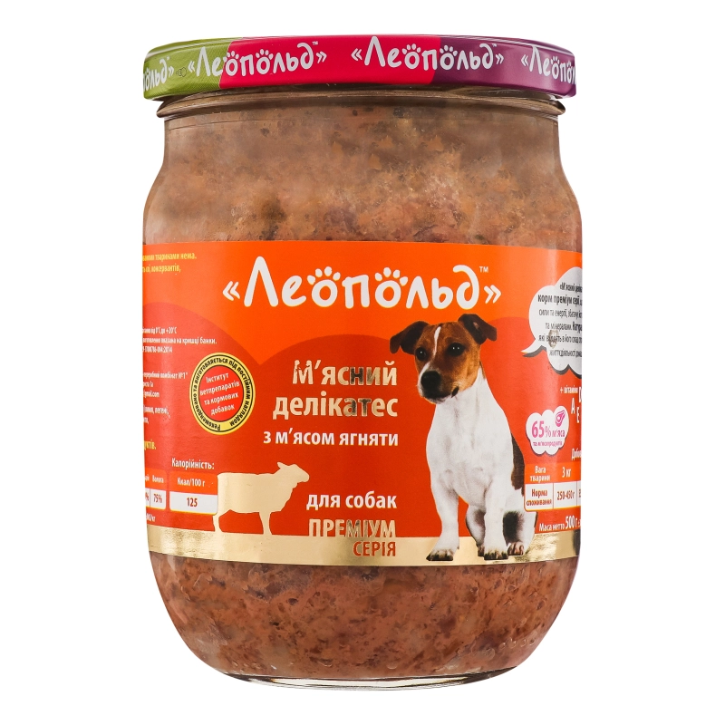 Корм для собак М&#039;ясні делікатеси з м&#039;ясом ягняти Leopold, 500 г