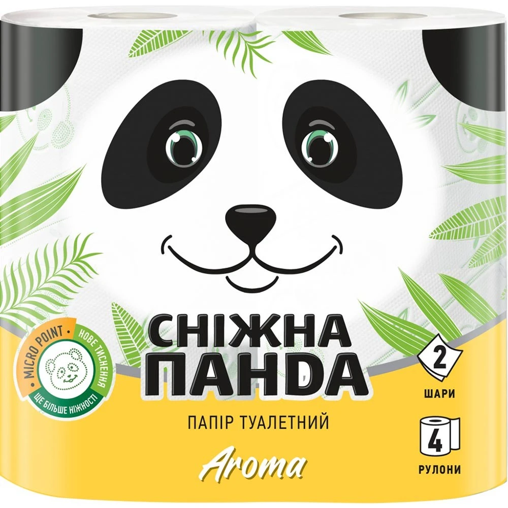 Туалетний папір 2-х шаровий Aroma Сніжна панда, 4 шт/уп.