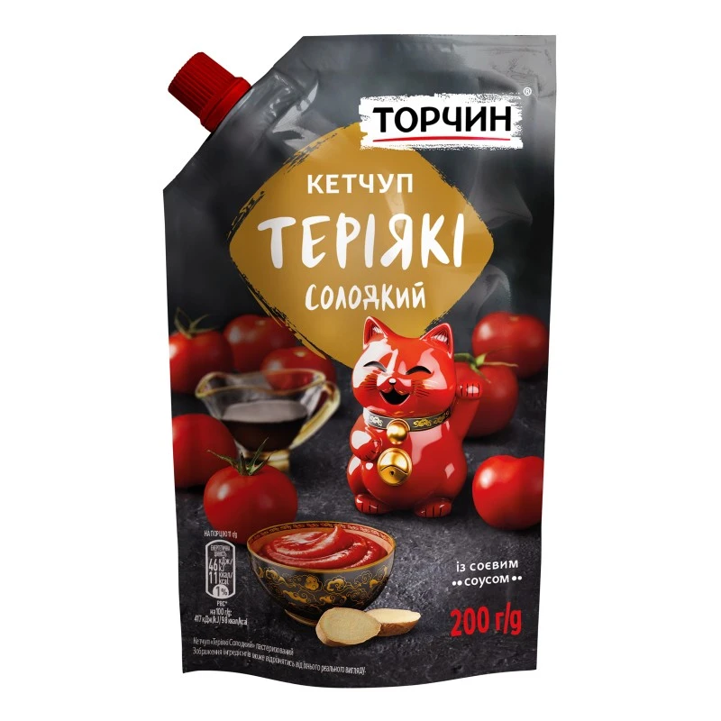Кетчуп пастеризований Теріякі солодкий Торчин д/п 200г
