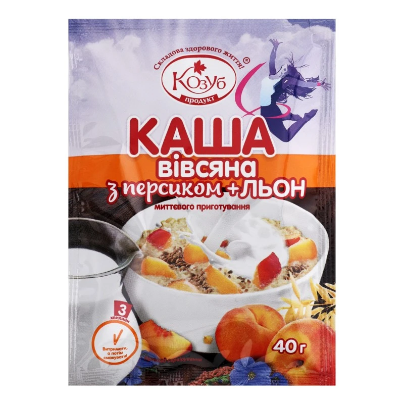 Каша швидкого приготування персик та льон Козуб, 40 г