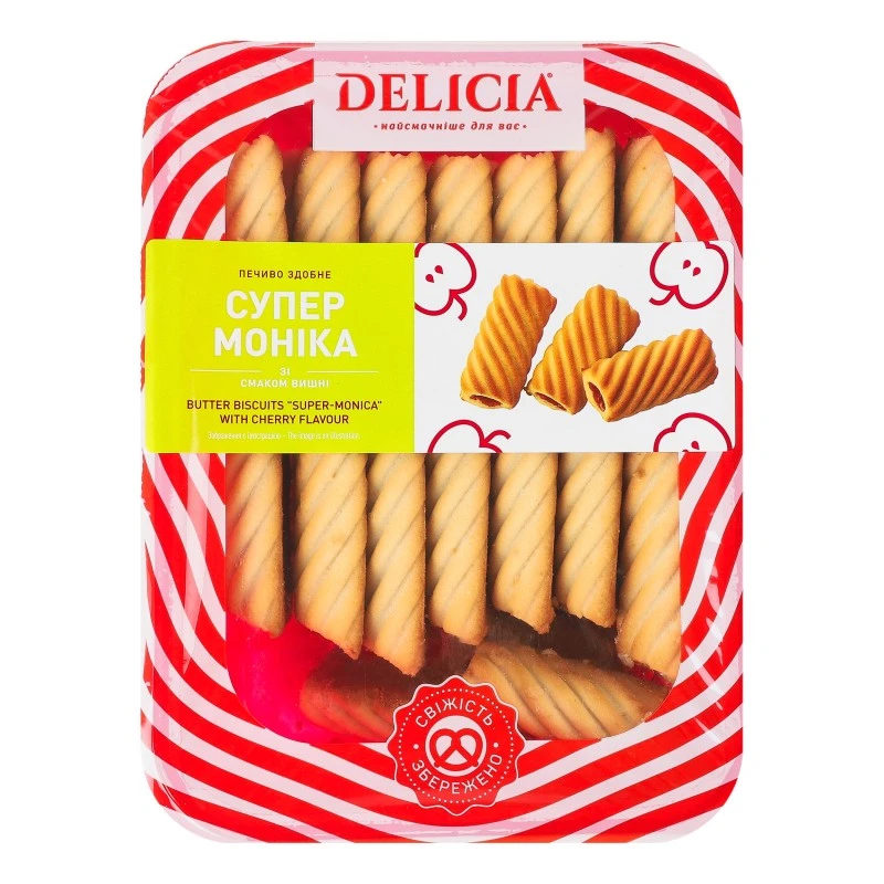 Печиво зі смаком вишні Супер-Моніка Delicia, 400 г
