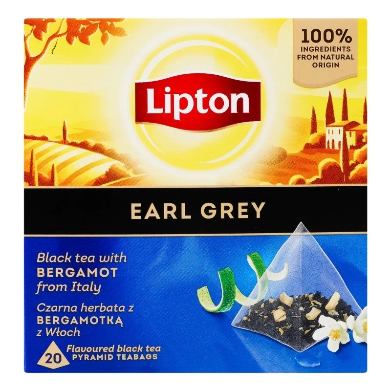 Чай пакетований чорний Earl grey Lipton, 20 шт/уп.