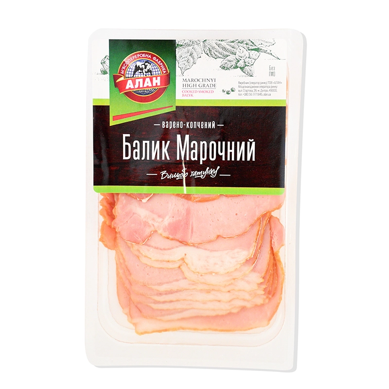 Балик копчено-варений Марочний Алан, нарізка 100 г