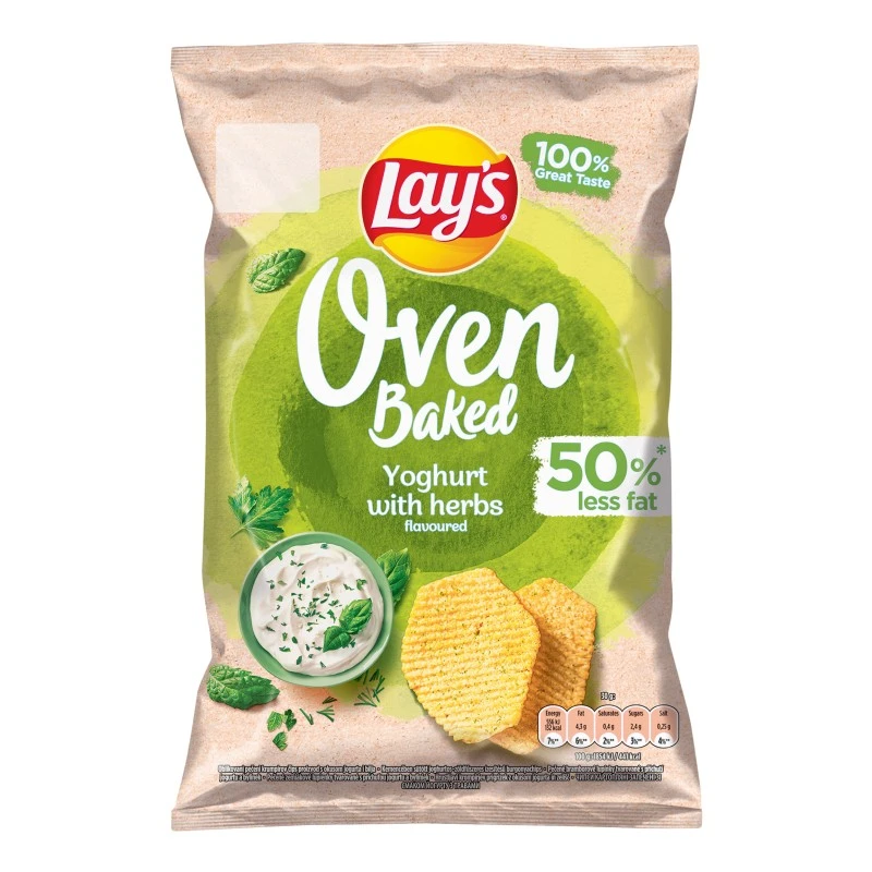 Чіпси картопляні запечені зі смаком йогурту та трав Baked Lay&#039;s, 110г