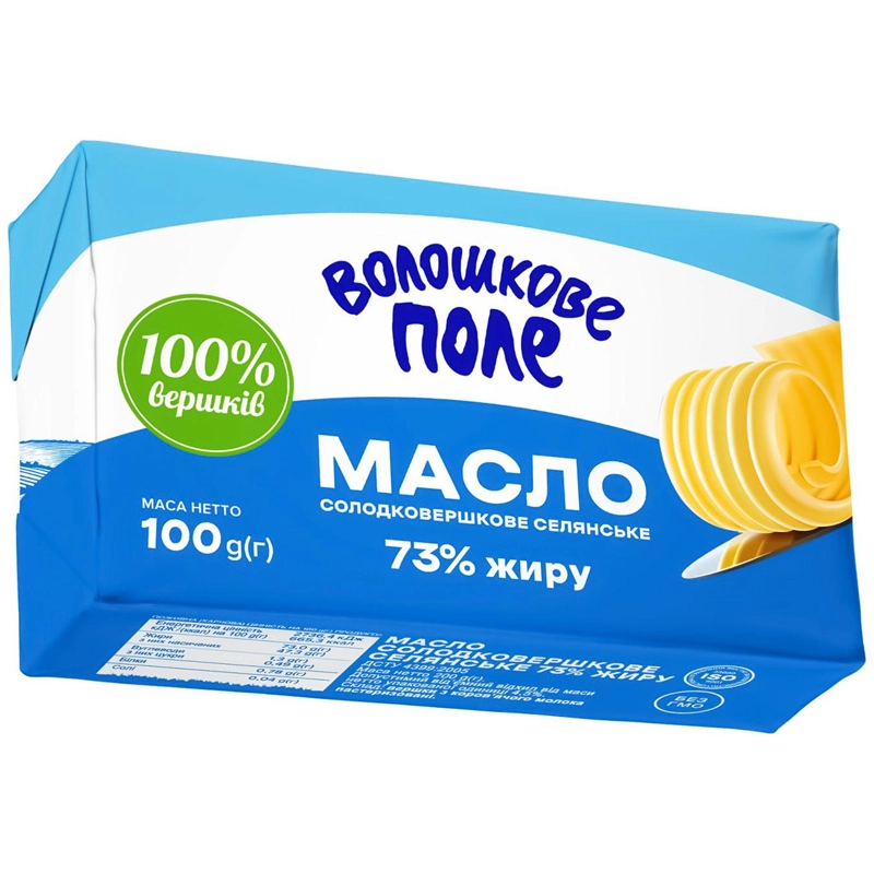 Масло солодковершкове 73% Селянське Волошкове Поле, 100 г