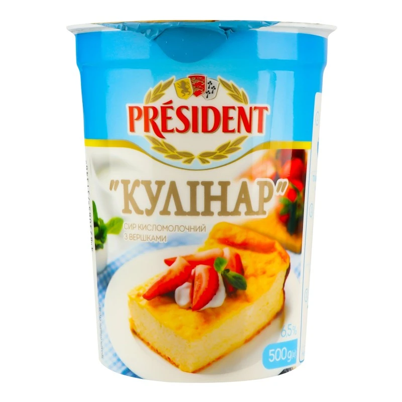 Сир кисломолочний 6.5% з вершками Кулінар President, 500г