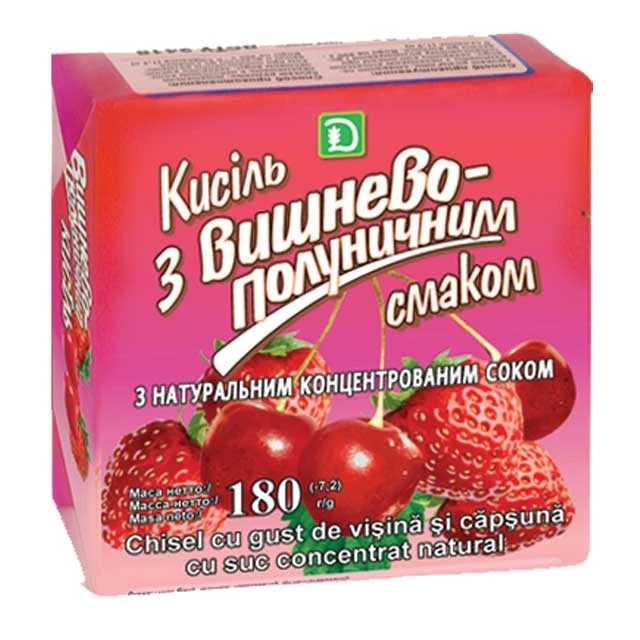 Кисіль зі смаком вишні та полуниці Золоте Зерно, 180 г
