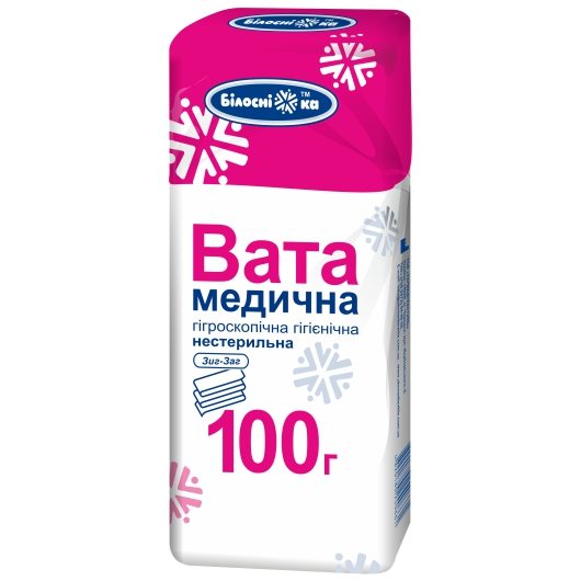 Вата гігроскопічна нестерильна Білосніжка, 100 г