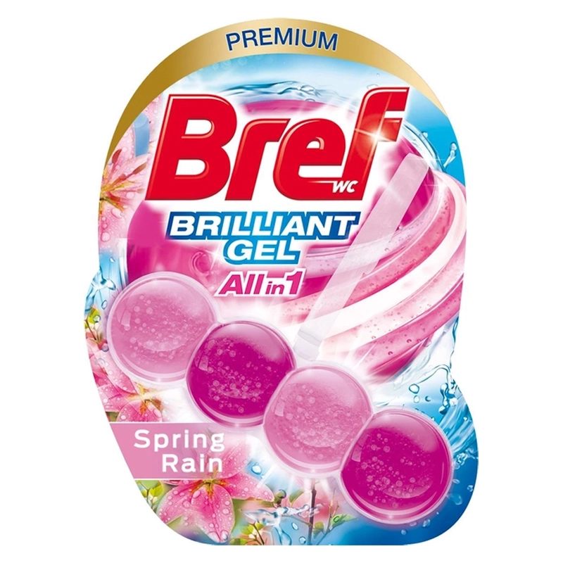 Блок для очищення унітазу унітазу All in 1 Spring Rain Brilliant Gel Bref, 1 шт/уп.