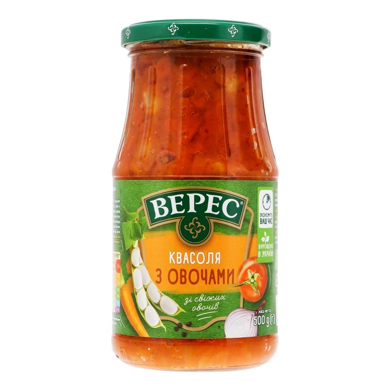 Консервована квасоля з овочами Верес, 500 г