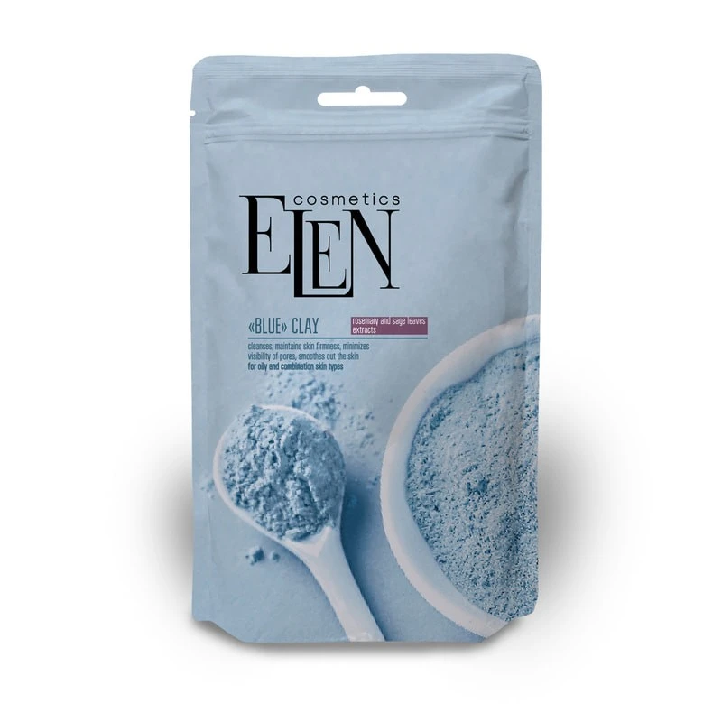 Глина блакитна з екстрактом шавлії та розмарину, Elen Cosmetics, 40 гр
