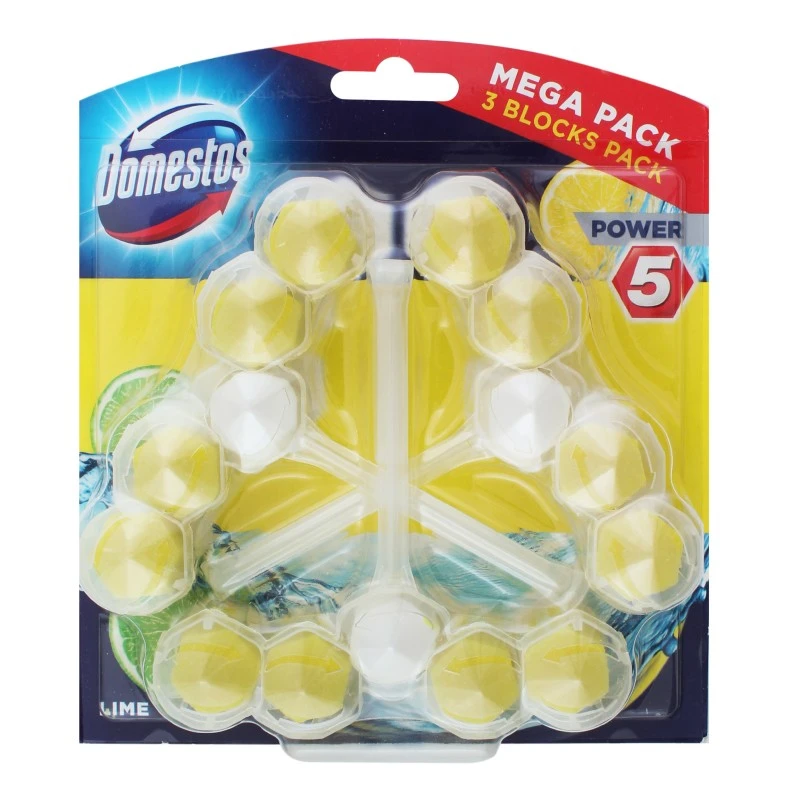 Блок для очищення унітазу Свіжість Лайма Power 5 Domestos, 3 шт/уп.
