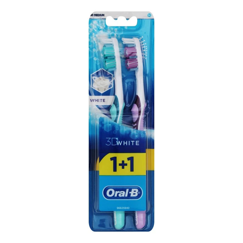 Набір зубних щіток Oral-B 1+1 3D White Відбілювання середньої жорсткості