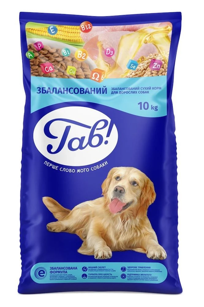 Корм сухий для собак з куркою та овочами Гав!