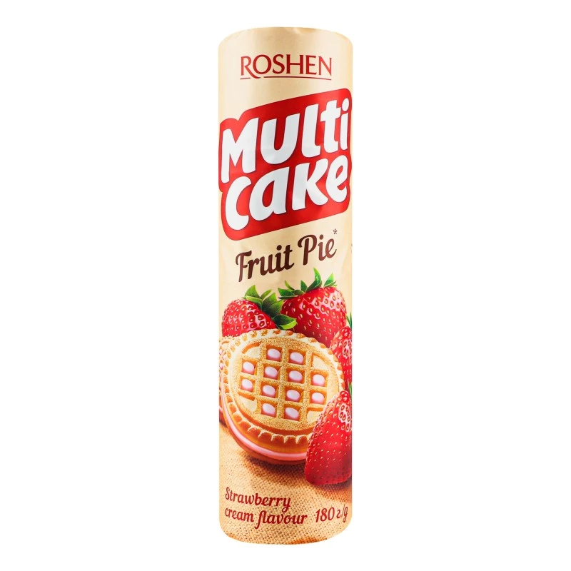 Печиво цукрове Strawberry cream Fruit Pie Multicake Roshen, 180 г