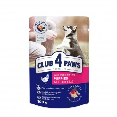 Корм для цуценят З куркою в желе Premium Club 4 Paws, 100 г