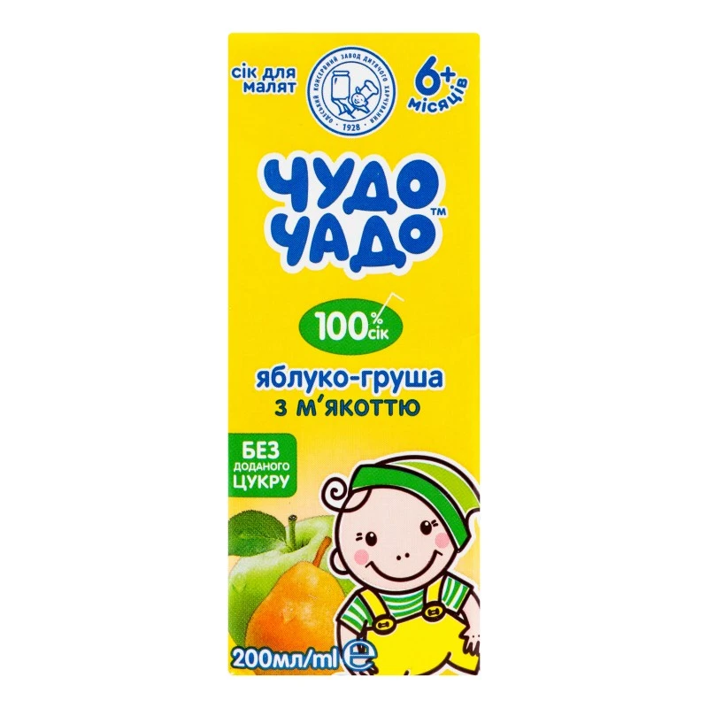 Сік із м&#039;якоттю Яблуко-Груша Чудо Чадо, 0.2 л