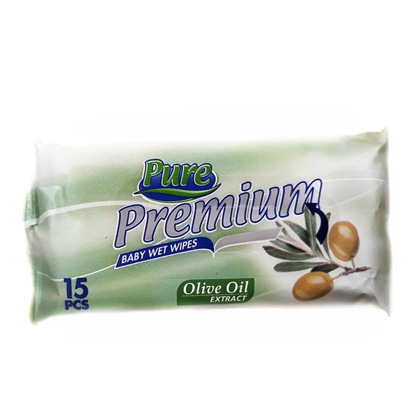 Вологі серветки Premium в асортименті Pure, 15 шт/уп.