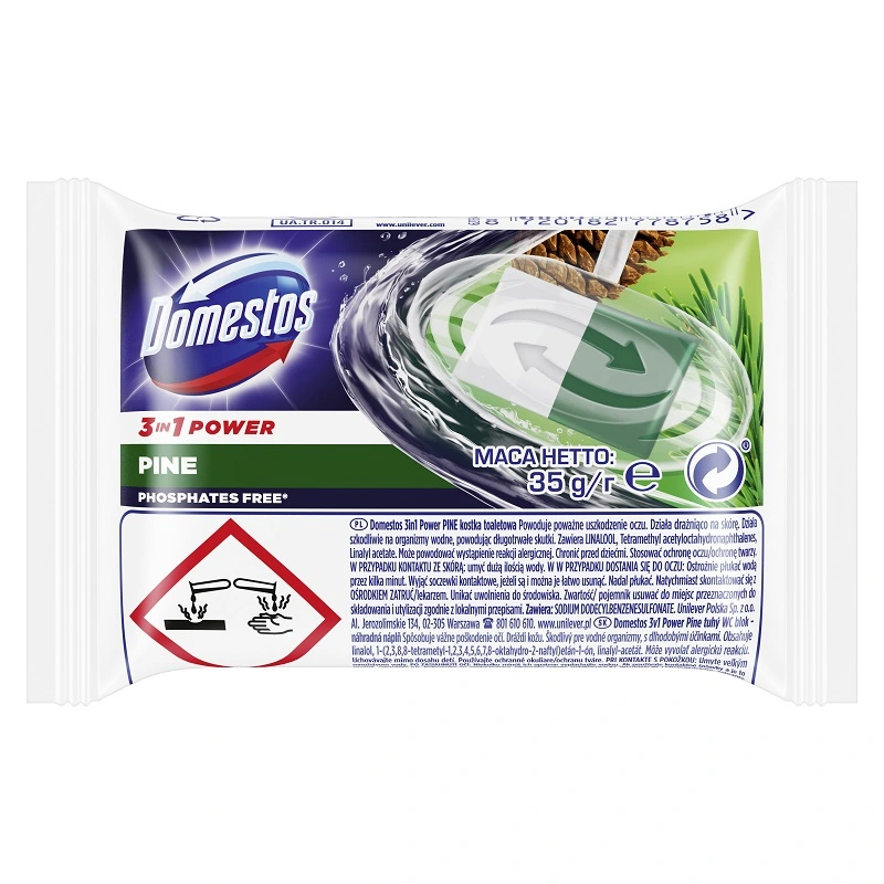 Блок для очищення унітазу змінний Pine 3in1 Power Domestos, 1 шт/уп.