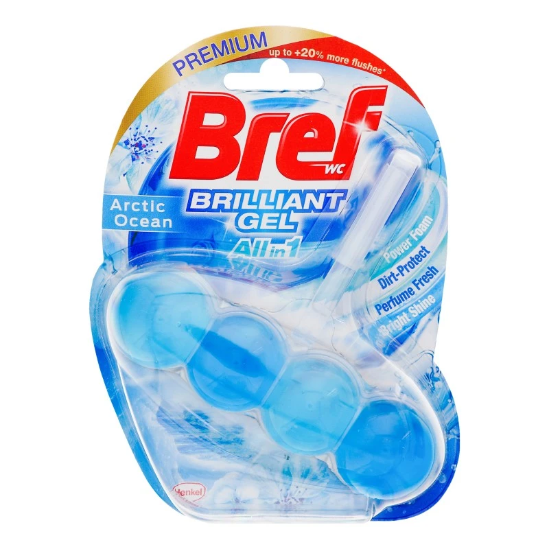 Блок для очищення унітазу унітазу All in 1 Arctic Ocean Brilliant Gel Bref, 1 шт/уп.