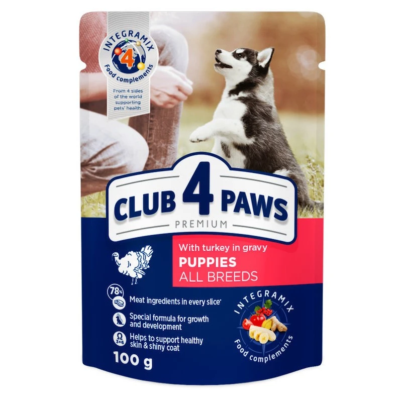 Корм для цуценят З індичкою в соусі Premium Club 4 Paws, 100 г