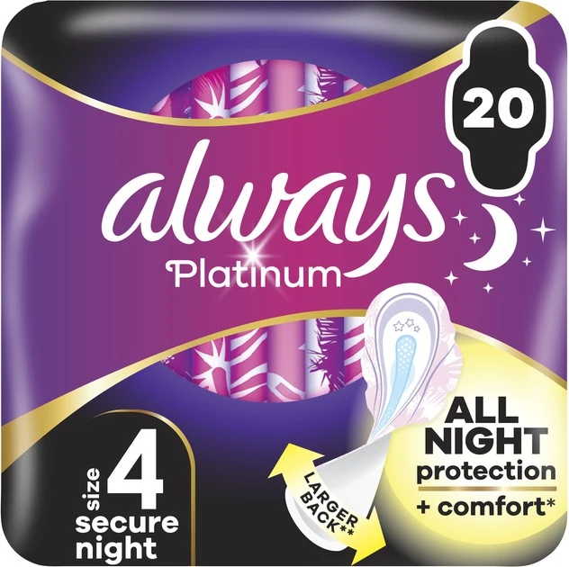 Прокладки гігієнічні Platinum Secure Night Always, 20 шт/уп.