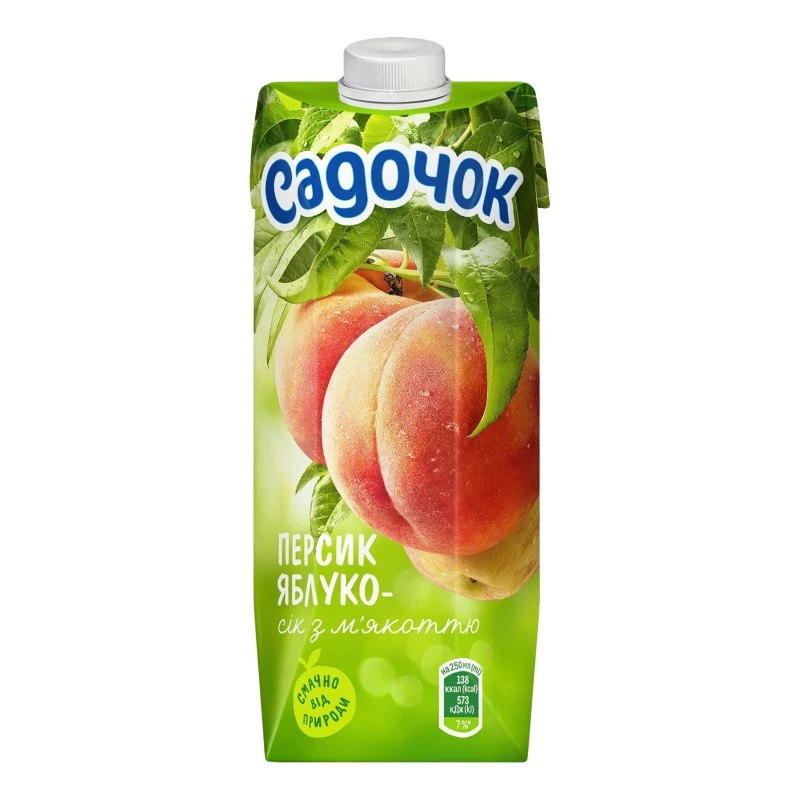 Сік Персик-Яблуко з м&#039;якоттю Садочок, 0.5 л