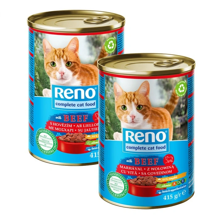Корм для котів з яловичиною ж/б Reno, 415 г