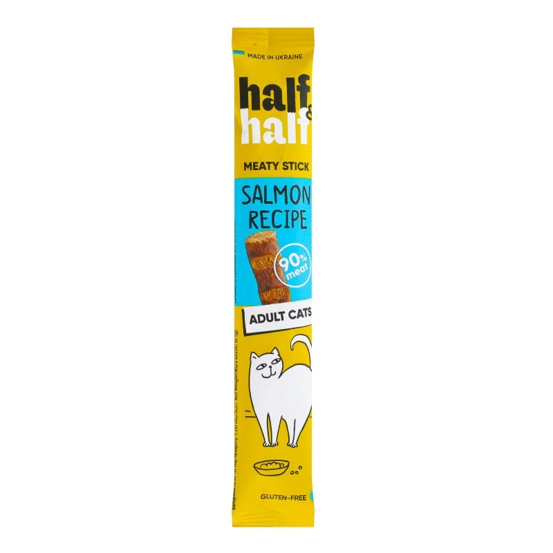 Ласощі м&#039;ясні палички для дорослих котів з лососем Meaty stick Half&amp;Half м/у 5г