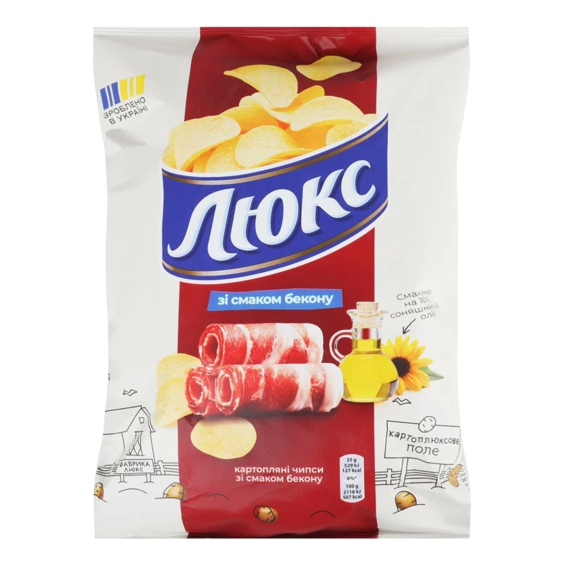 Чіпси картопляні зі смаком бекона м/у Люкс, 125 г