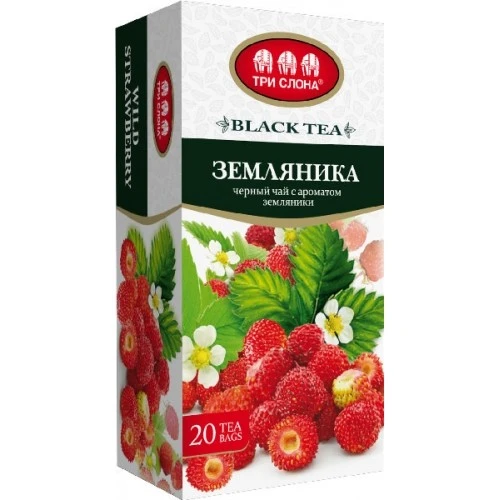 Чай пакетований чорний Суниця Три слона, 20 шт/уп.