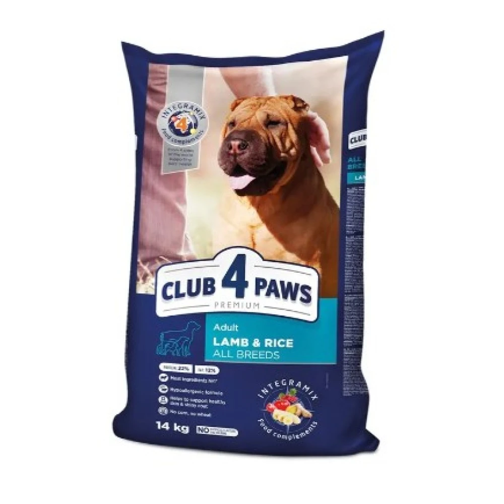 Корм сухий для собак ягня та рис Premium Club 4 Paws