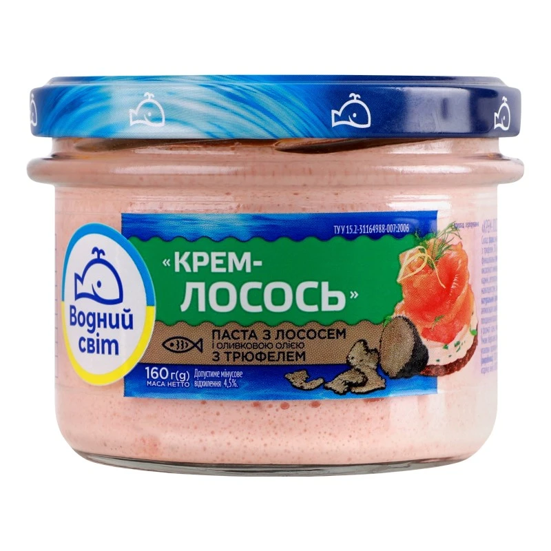 Паста з лососем і оливковою олією з трюфелем Крем-лосось Водний світ, 160г