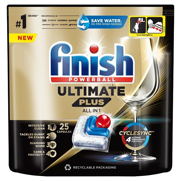 Капсули для посудомийних машин All in 1 Ultimate Plus Powerball Finish, 25 шт/уп.