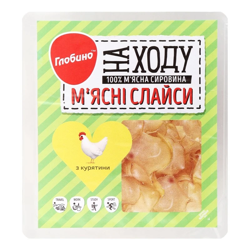 М&#039;ясні слайси сирокопчені курячі Глобино, 50 г